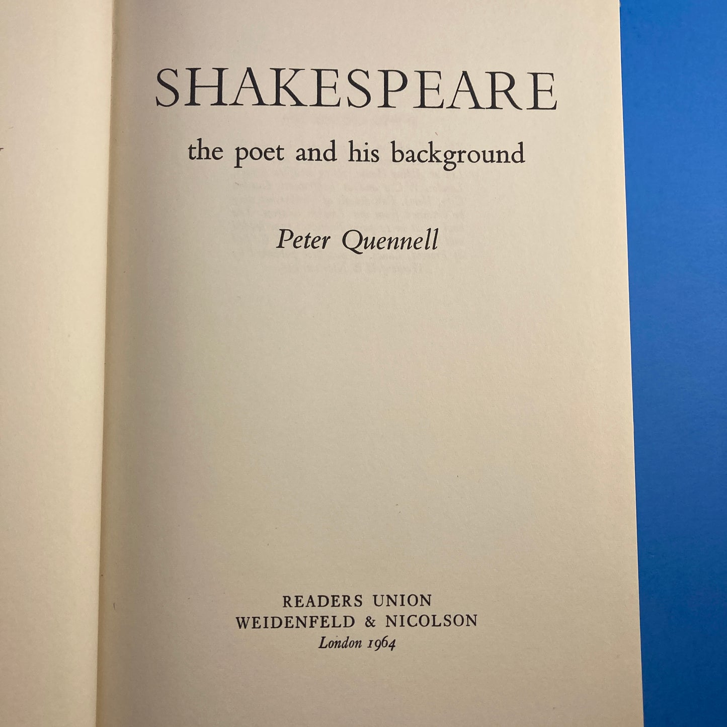 Shakespeare: The Poet and His Background