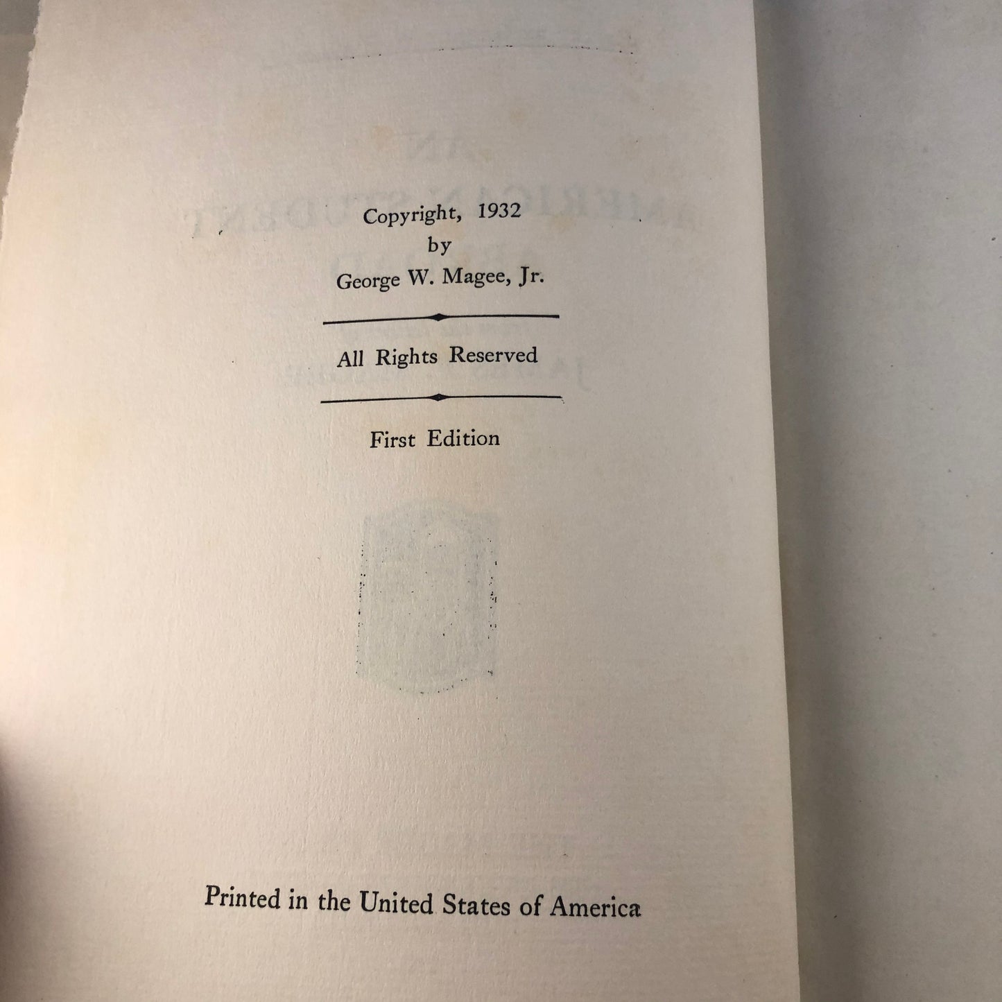 An American Student Abroad: From the Letters of James F. Magee