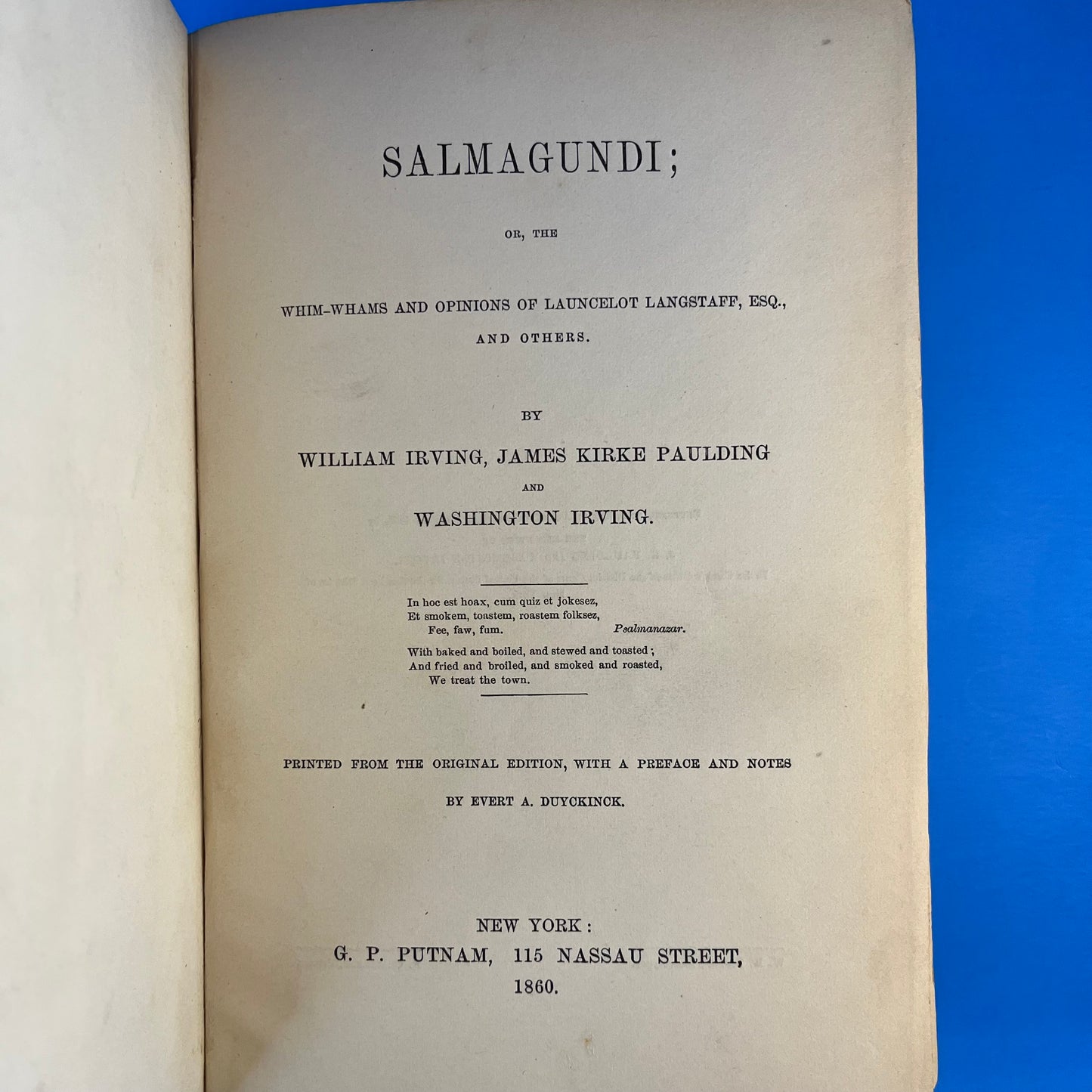 Salmagundi; Or, The Whim-Whams and Opinions of Launcelot Langstaff, Esq. and Others