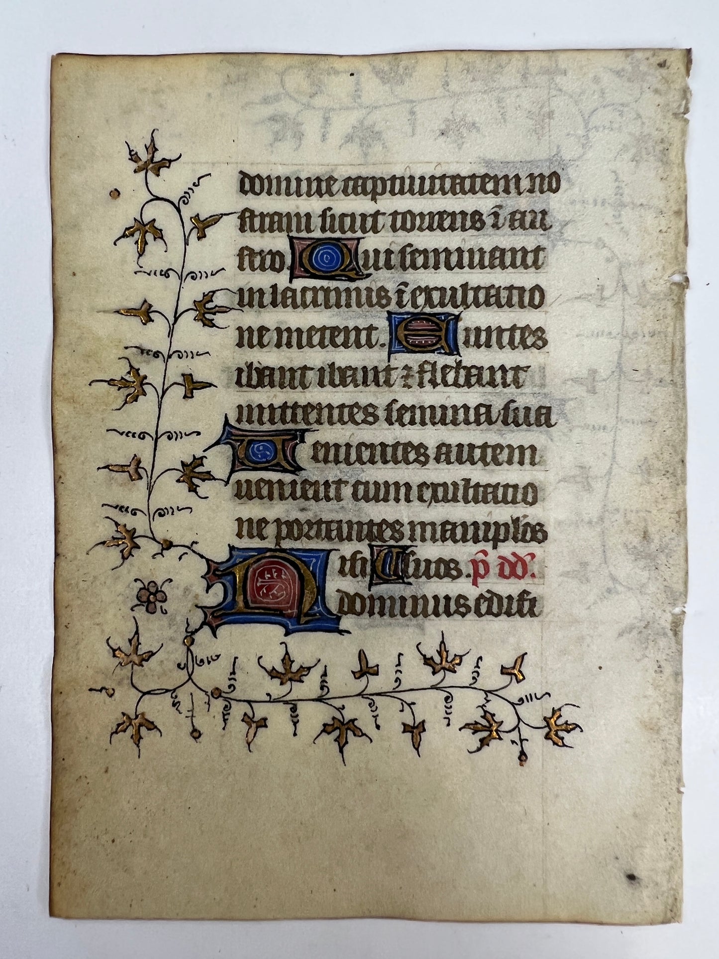 c1430 Illuminated Manuscript Vellum Leaf from a Book of Hours Use of Tours/Rouen