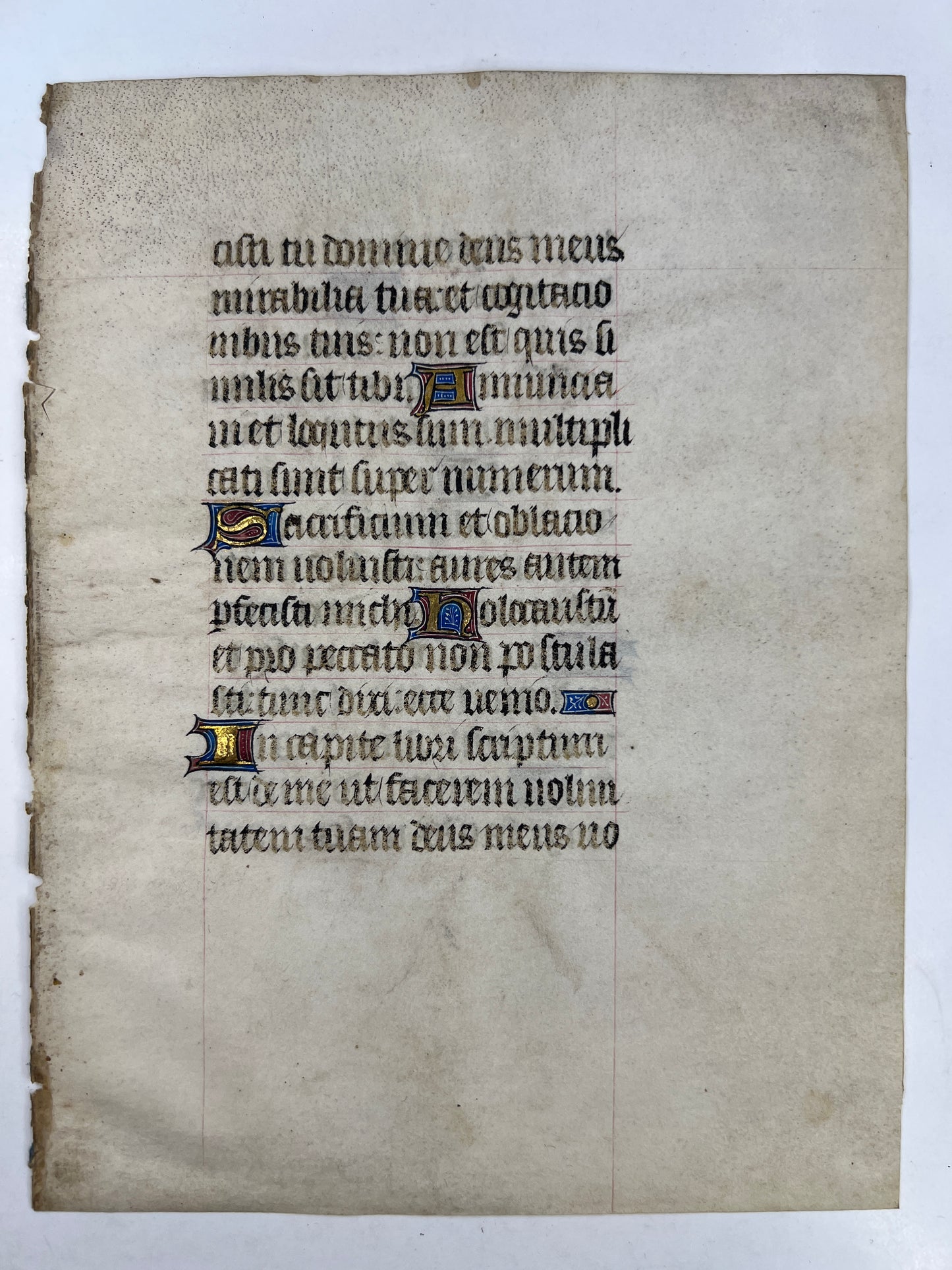 c1450 Illuminated Manuscript Vellum Leaf from a Book of Hours