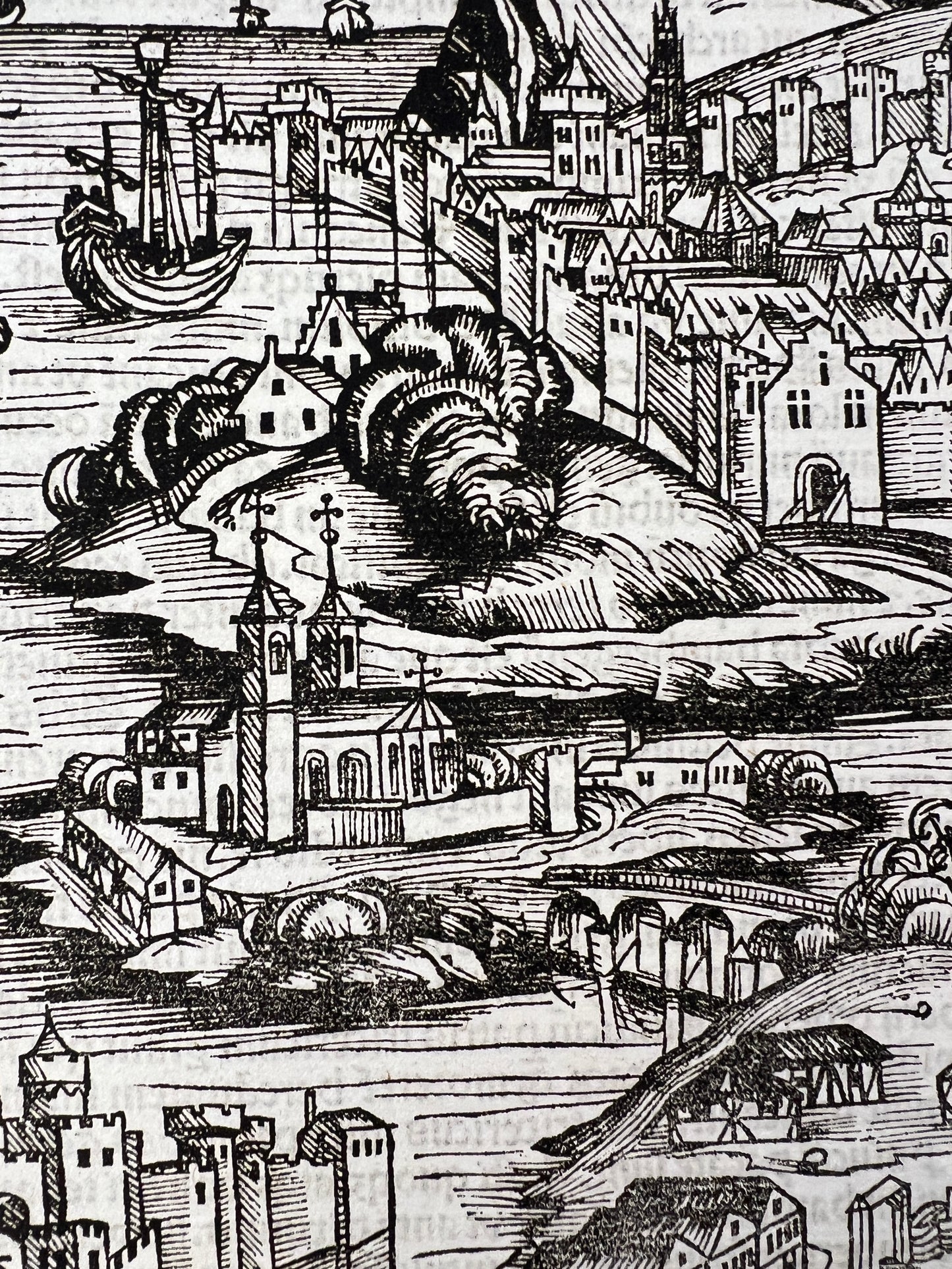 1493 Incunabula Leaf From the Nuremberg Chronicle of Hartmann Schedel - View of Bavaria, Germany