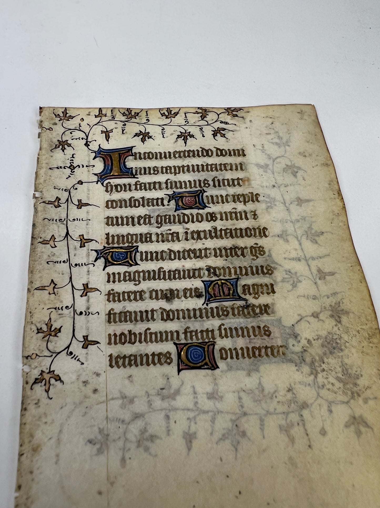 c1430 Illuminated Manuscript Vellum Leaf from a Book of Hours Use of Tours/Rouen