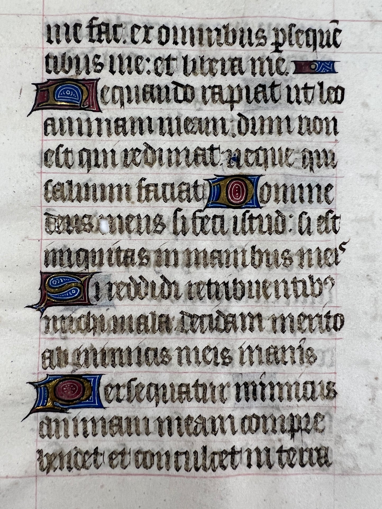 c1450 Illuminated Manuscript Vellum Leaf from a Book of Hours