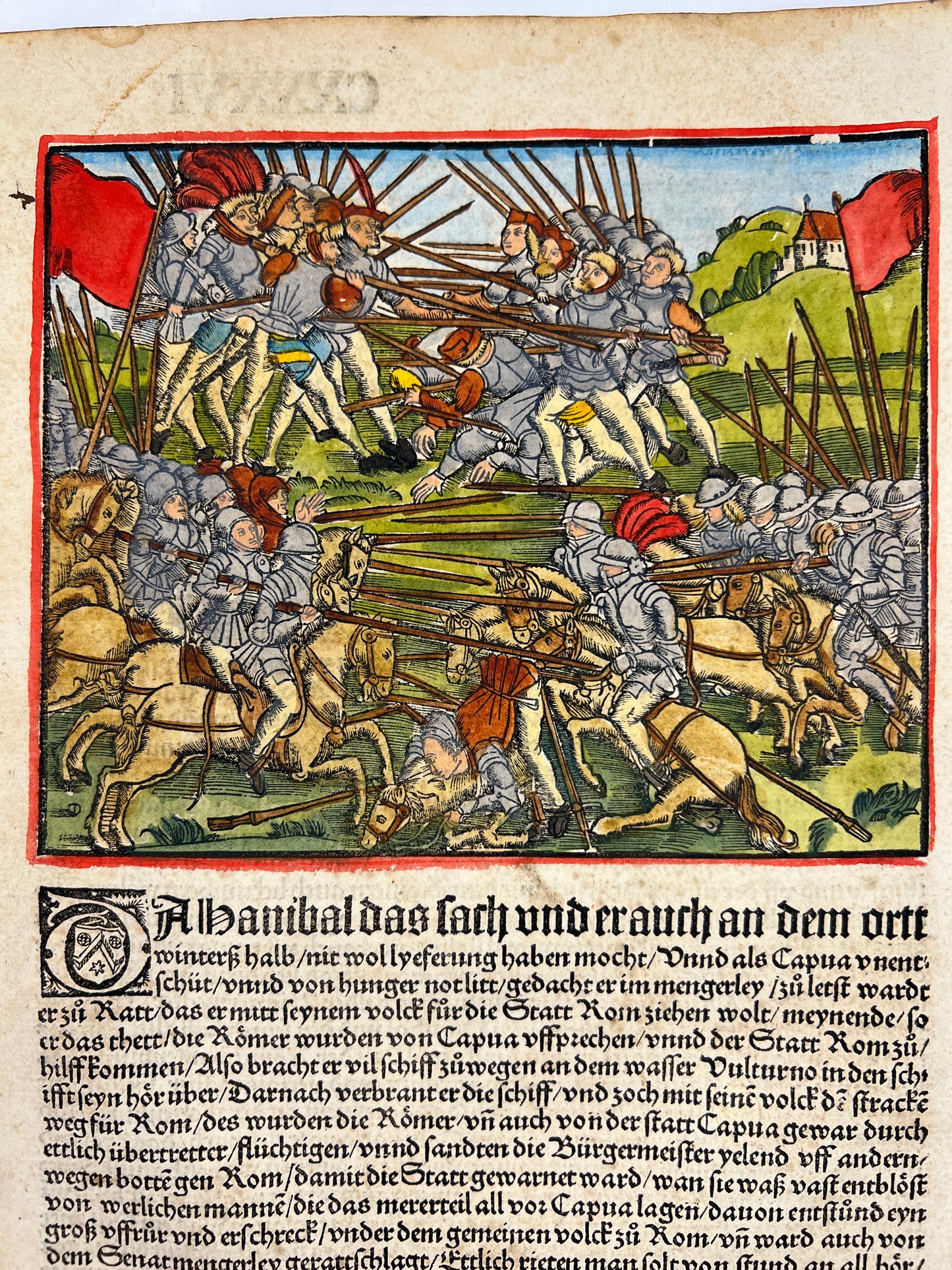 1514 Leaf with Woodcut - Livy's History of Rome: Hannibal, Battle of Capua