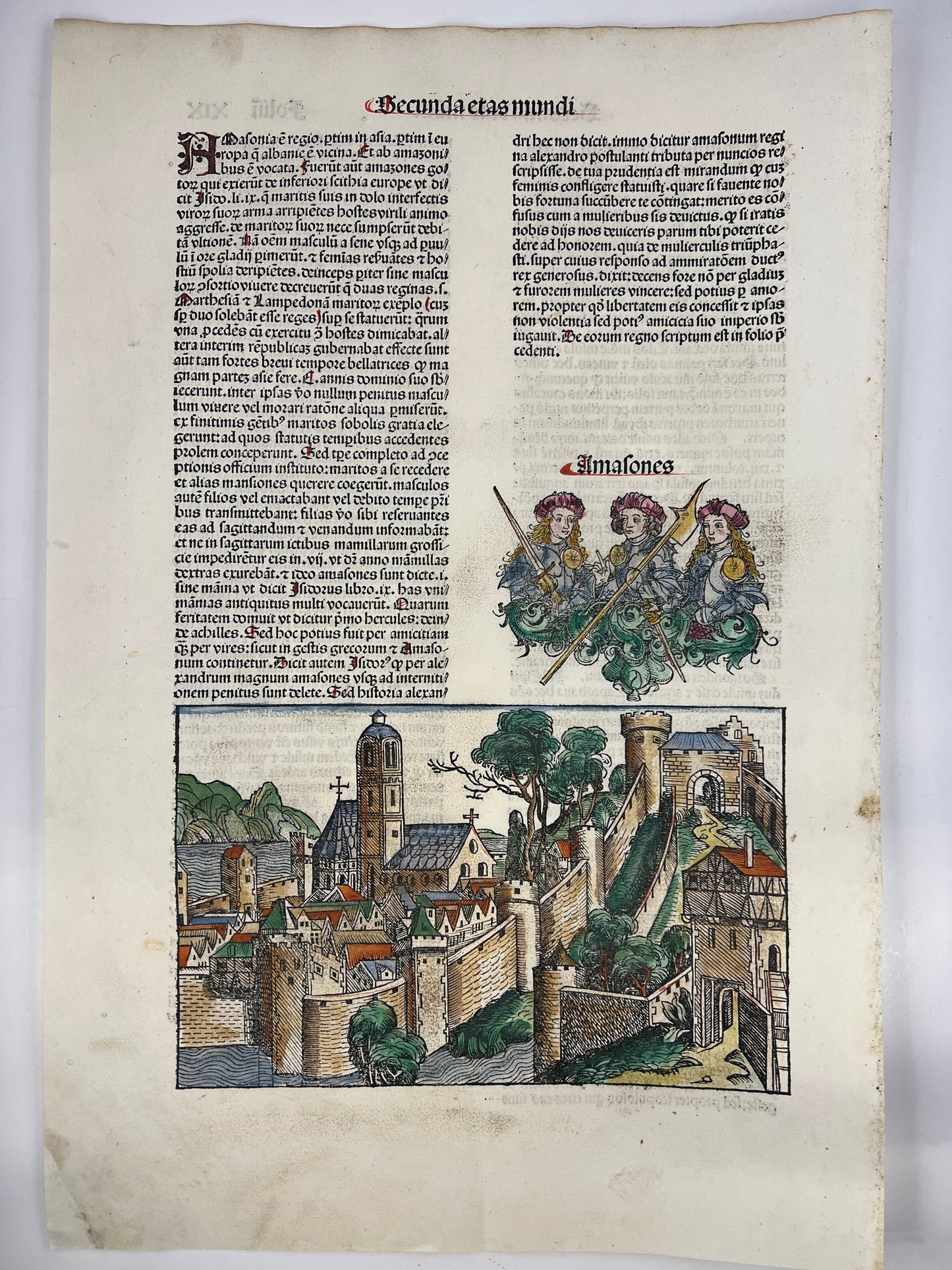 1493 Incunabula Leaf From the Nuremberg Chronicle of Hartmann Schedel - Ancient Amazonian City