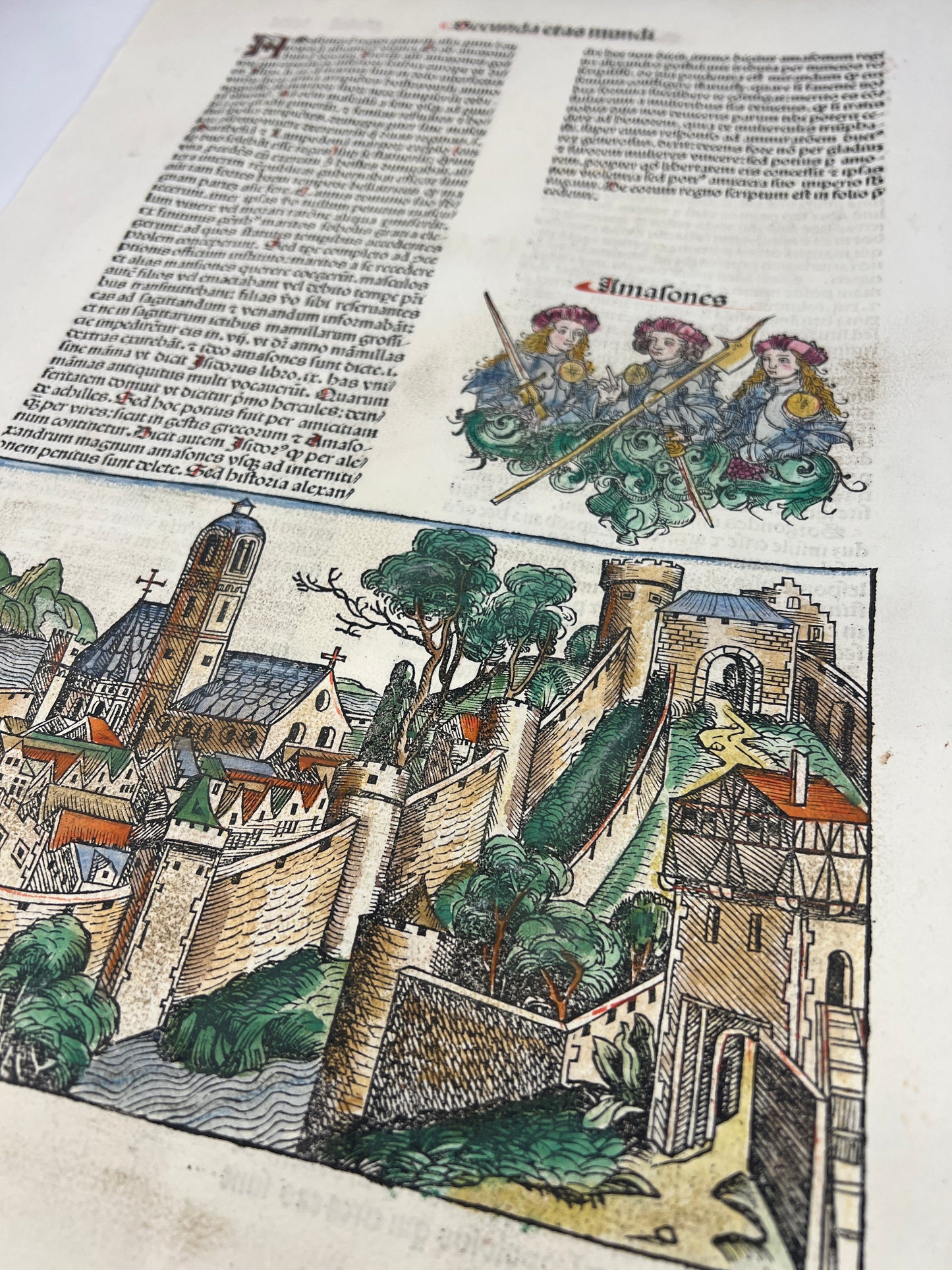 1493 Incunabula Leaf From the Nuremberg Chronicle of Hartmann Schedel - Ancient Amazonian City