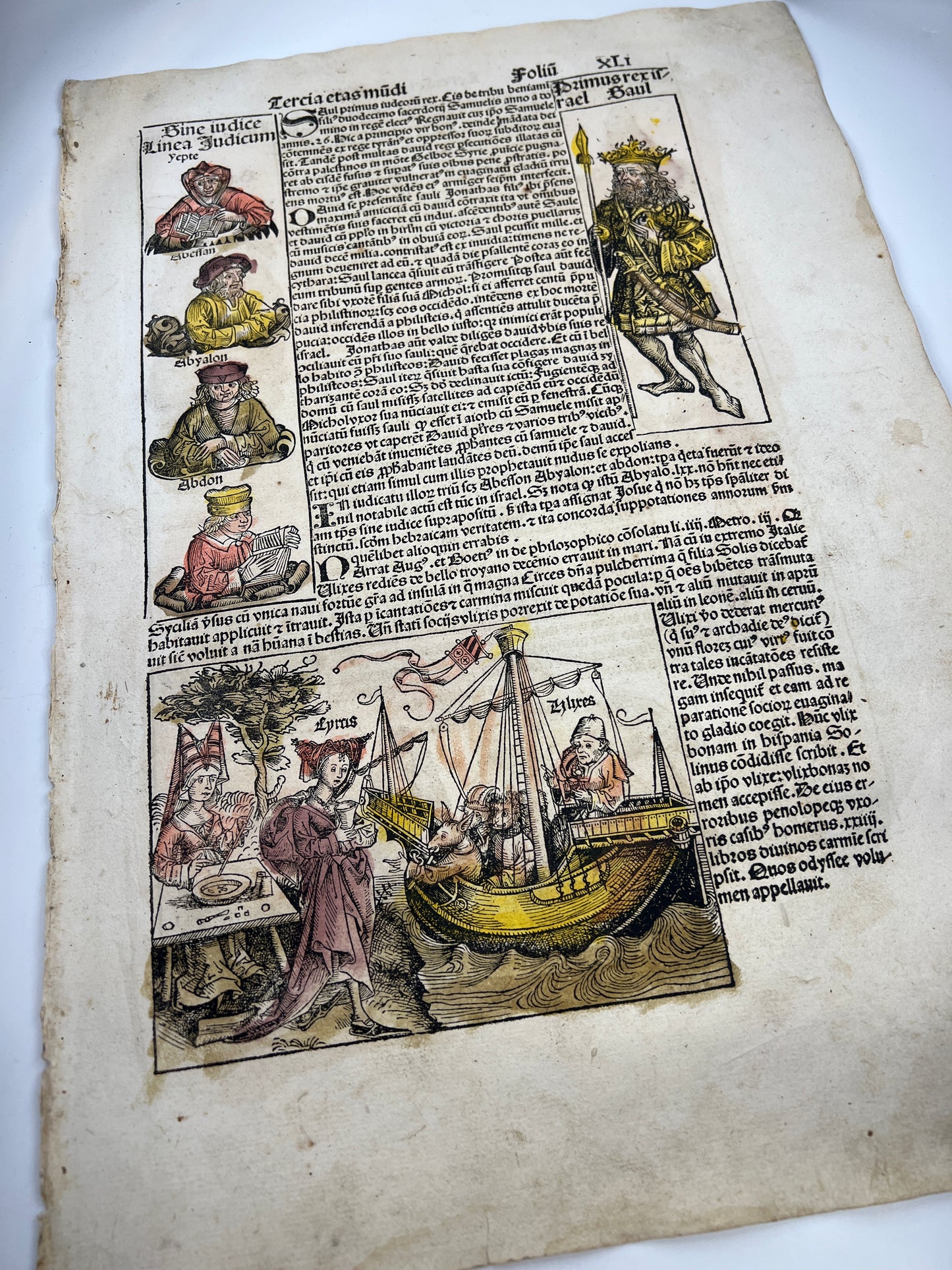 1493 Incunabula Leaf From the Nuremberg Chronicle of Hartmann Schedel - The Odyssey, Old Testament