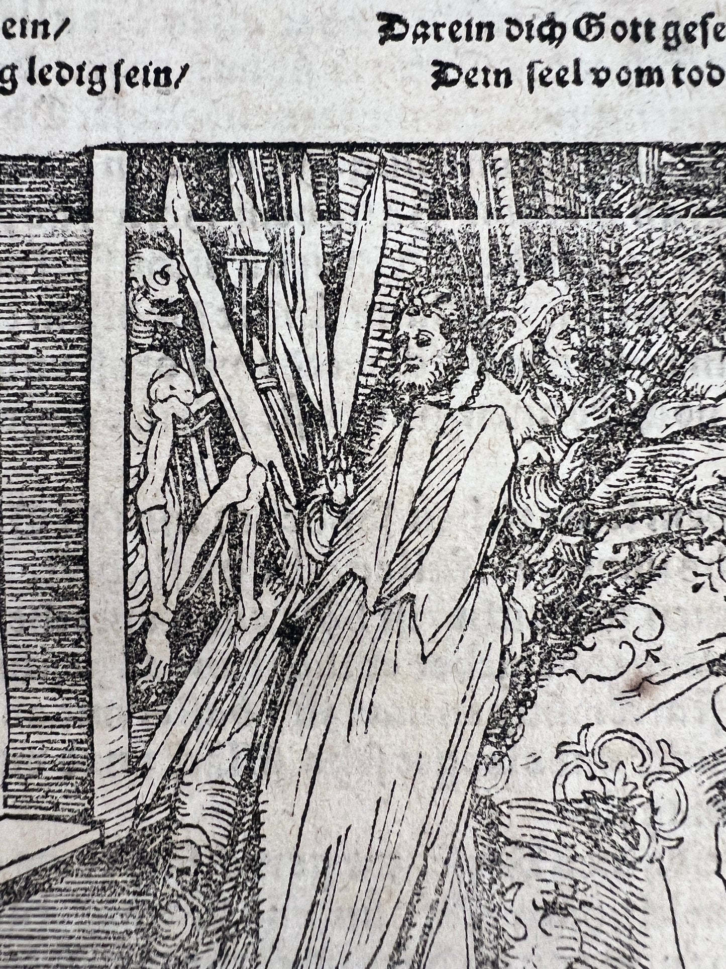 c1559 Leaf with Woodcut by Hans Weiditz - Dance of Death About to Kill